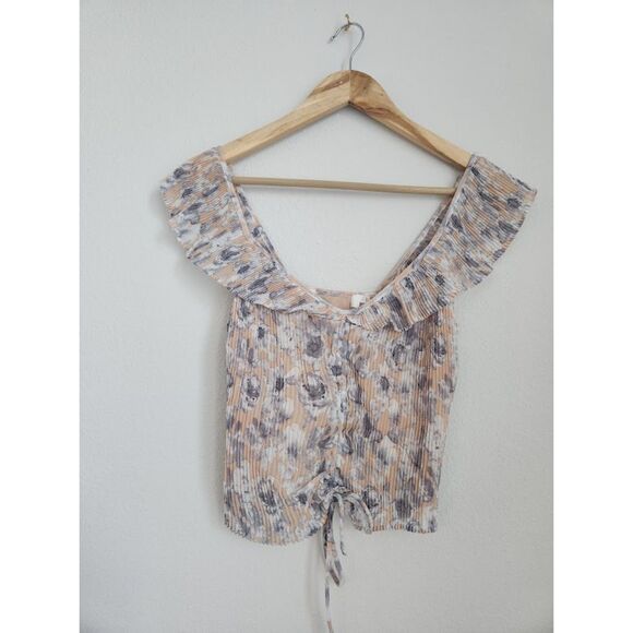 ASTR the Label Rue Top in Peach & Grey Floral | Size XS - Picture 2 of 8